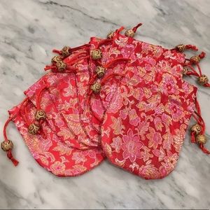 12 New Red Cloth Fancy Gift Bag Pouches